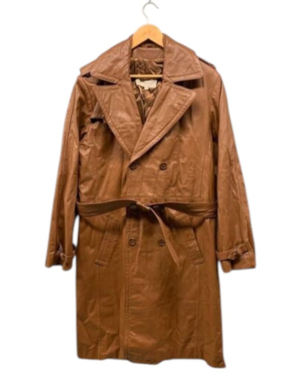 Deerskin Trading Post Men’s 42 L Brown Leather Trench Coat Belted‎ Vintage